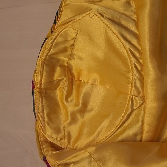 LIKE NEW Y2K Cache 100% Silk Floral Print Balloon Hem Strapless Dress - Picture 14 of 16